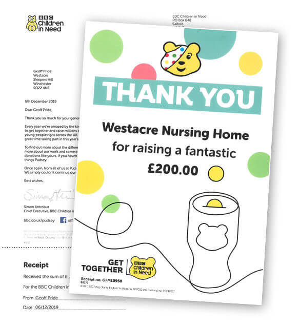 Children in Need certificate